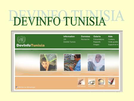 What is DEVINFO Tunisia ? An Information Management System with: A Socio-economic database of more than 1400 indicators disaggregated in subpopulations.