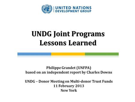 UNDG Joint Programs Lessons Learned
