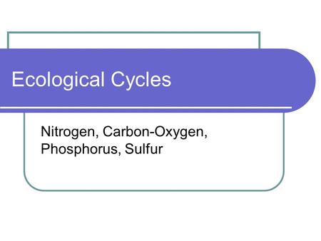 Nitrogen, Carbon-Oxygen, Phosphorus, Sulfur