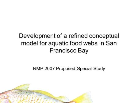 Development of a refined conceptual model for aquatic food webs in San Francisco Bay RMP 2007 Proposed Special Study.