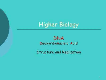 DNA Deoxyribonucleic Acid Structure and Replication