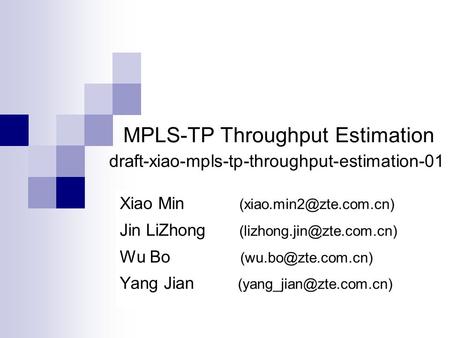 MPLS-TP Throughput Estimation