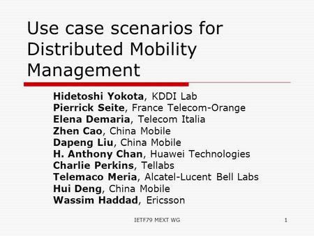 Use case scenarios for Distributed Mobility Management