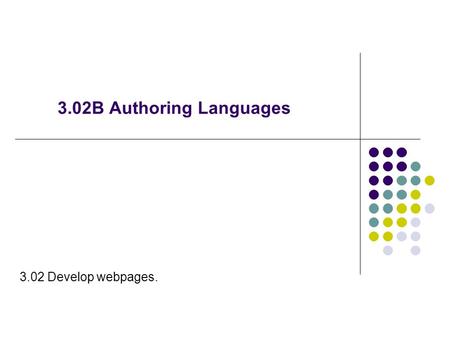 3.02B Authoring Languages 3.02 Develop webpages..