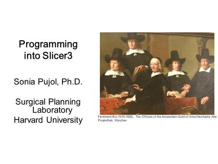 Programming into Slicer3. Sonia Pujol, Ph.D., Harvard Medical School National Alliance for Medical Image Computing  ©2010,ARR
