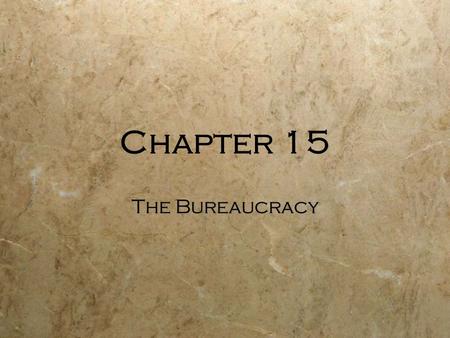 Chapter 15 The Bureaucracy.