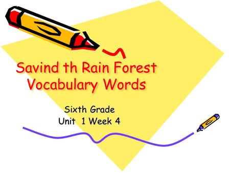 Savind th Rain Forest Vocabulary Words