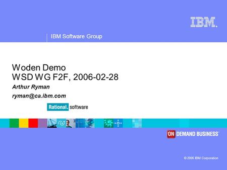 ® IBM Software Group © 2006 IBM Corporation Woden Demo WSD WG F2F, 2006-02-28 Arthur Ryman
