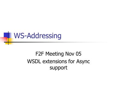 WS-Addressing F2F Meeting Nov 05 WSDL extensions for Async support.