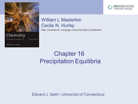 Chapter 16 Precipitation Equilibria