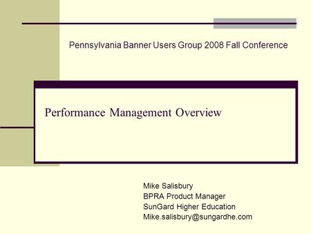 Performance Management Overview