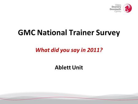 GMC National Trainer Survey What did you say in 2011? Ablett Unit.