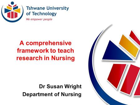 A comprehensive framework to teach research in Nursing Dr Susan Wright Department of Nursing.