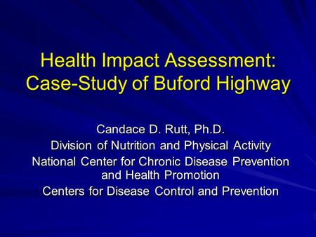 Health Impact Assessment: Case-Study of Buford Highway