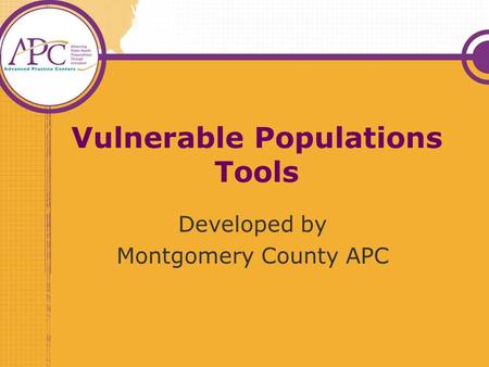 Vulnerable Populations Tools