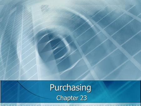 Purchasing Chapter 23.