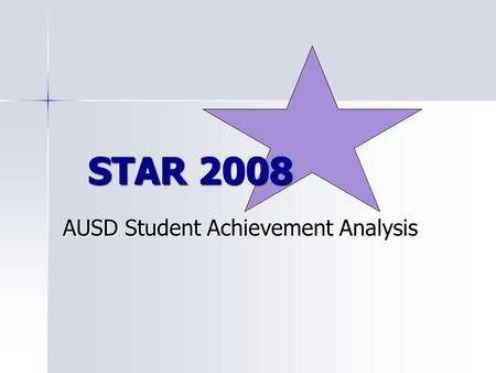 AUSD Student Achievement Analysis STAR 2008. Over-arching Goal: Increase achievement for all students while closing the achievement gap in English/language.
