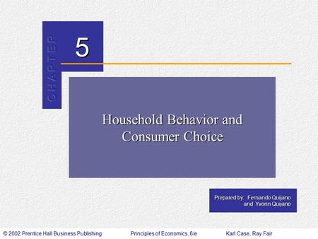 Household Behavior and Consumer Choice