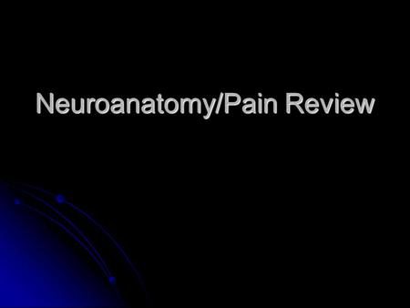 Neuroanatomy/Pain Review