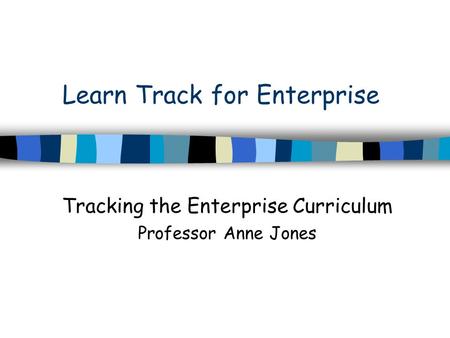 Learn Track for Enterprise Tracking the Enterprise Curriculum Professor Anne Jones.