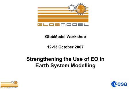 GlobModel Workshop 12-13 October 2007 Strengthening the Use of EO in Earth System Modelling.