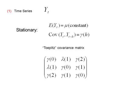 (1) Time Series Stationary: Toeplitz covariance matrix.