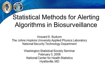 Statistical Methods for Alerting Algorithms in Biosurveillance