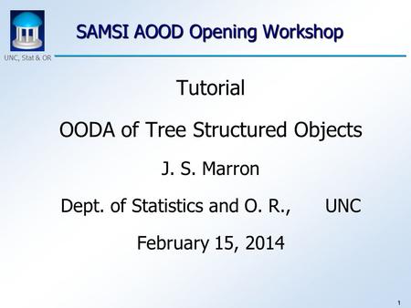 1 UNC, Stat & OR SAMSI AOOD Opening Workshop Tutorial OODA of Tree Structured Objects J. S. Marron Dept. of Statistics and O. R., UNC February 15, 2014.