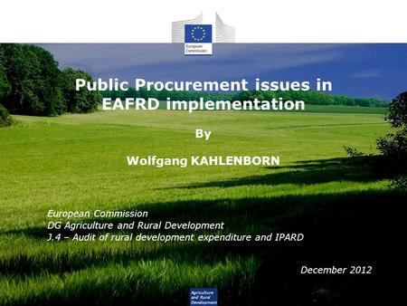 European Commission DG Agriculture and Rural Development