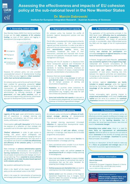 Poster template by ResearchPosters.co.za Assessing the effectiveness and impacts of EU cohesion policy at the sub-national level in the New Member States.