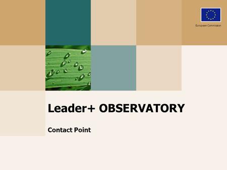 Leader+ OBSERVATORY Contact Point European Commission.