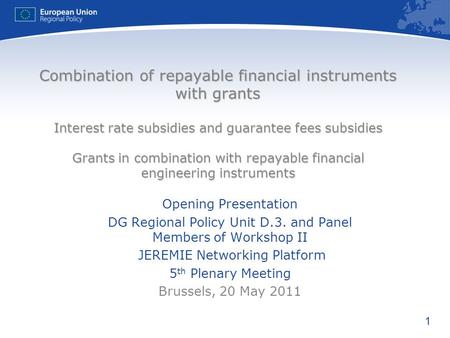 Combination of repayable financial instruments with grants Interest rate subsidies and guarantee fees subsidies Grants in combination with repayable.