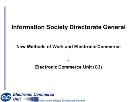 Information Society Directorate General New Methods of Work and Electronic Commerce Electronic Commerce Unit (C3)