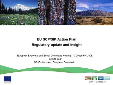 EU SCP/SIP Action Plan Regulatory update and insight European Economic and Social Committee Hearing, 10 December 2008, Bettina Lorz DG Environment, European.