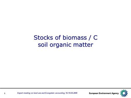 1 Stocks of biomass / C soil organic matter Expert meeting on land use and Ecosystem accounting 18./19.05.2006.