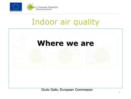 1 Indoor air quality Where we are Giulio Gallo, European Commission.