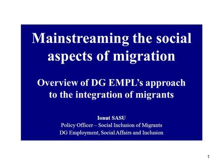 Mainstreaming the social aspects of migration
