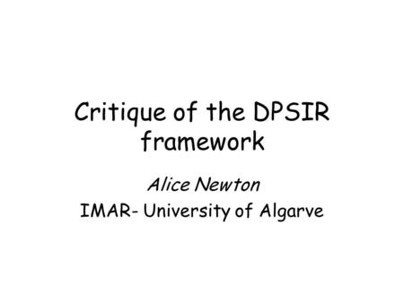 Critique of the DPSIR framework
