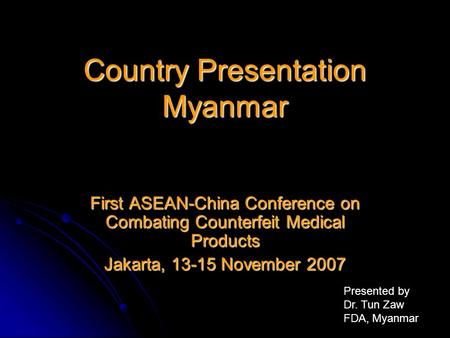 Country Presentation Myanmar