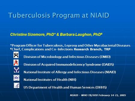 Tuberculosis Program at NIAID