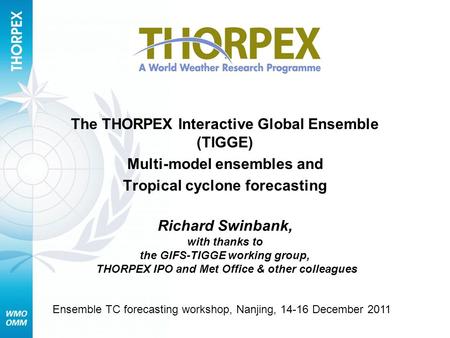 The THORPEX Interactive Global Ensemble (TIGGE)