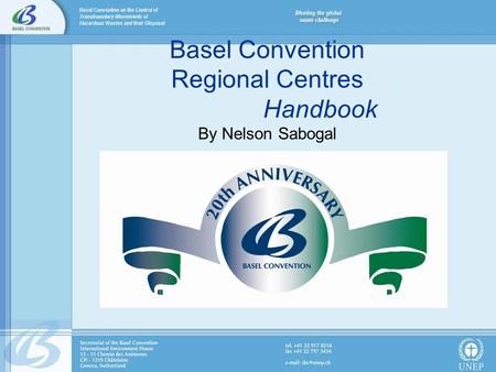 Basel Convention Regional Centres Handbook By Nelson Sabogal.