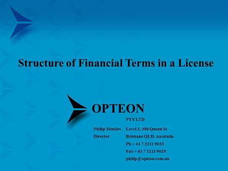 Structure of Financial Terms in a License
