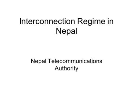 Interconnection Regime in Nepal
