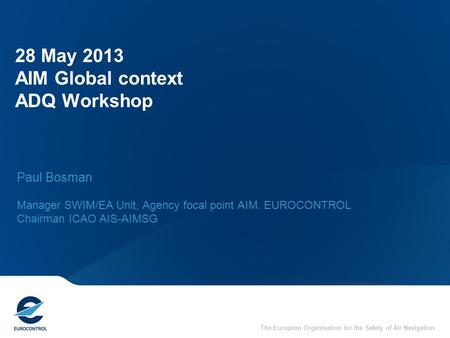 28 May 2013 AIM Global context ADQ Workshop