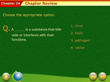 Chapter Review Choose the appropriate option.
