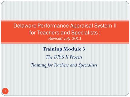 Training for Teachers and Specialists