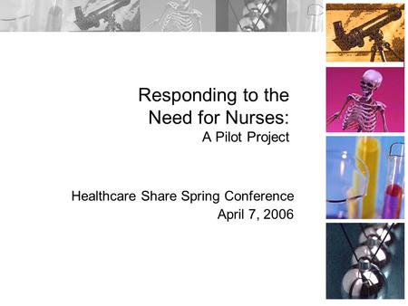 Responding to the Need for Nurses: A Pilot Project Healthcare Share Spring Conference April 7, 2006.