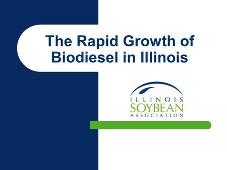 The Rapid Growth of Biodiesel in Illinois. Pre-2003 in Illinois Ethanol Friendly Checkoff funded biodiesel R & D B20 Alternative Fuel Status Iraq – Energy.
