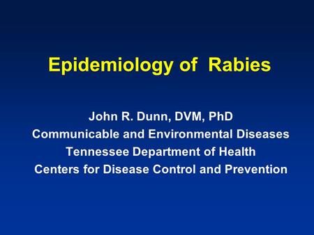 Epidemiology of Rabies